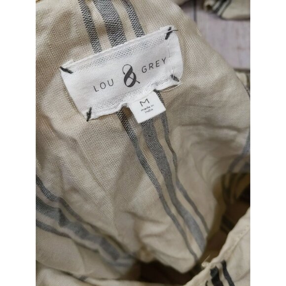 LOU & GREY Women's Linen Lyocell Striped Jumpsuit Tie Waist Sleeveless Size Med - Picture 8 of 10
